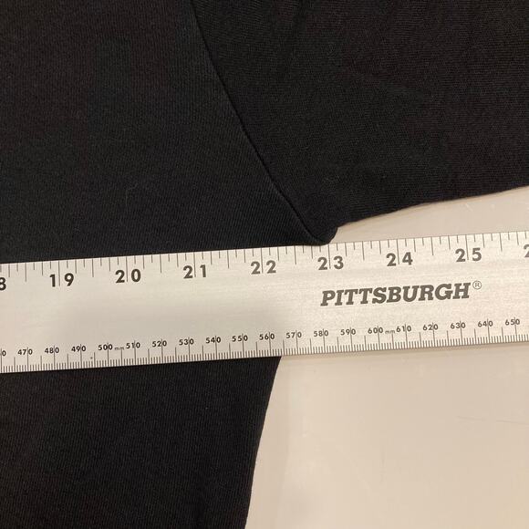 NWOT LAUREN MOSHI Sweatshirt XS Black Graphic White-Embroidery”Happy-face”Long-S - Picture 9 of 11